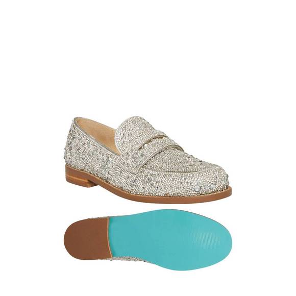 NEW BETSEY JOHNSON aron loafer in rhinestones - Picture 1 of 1